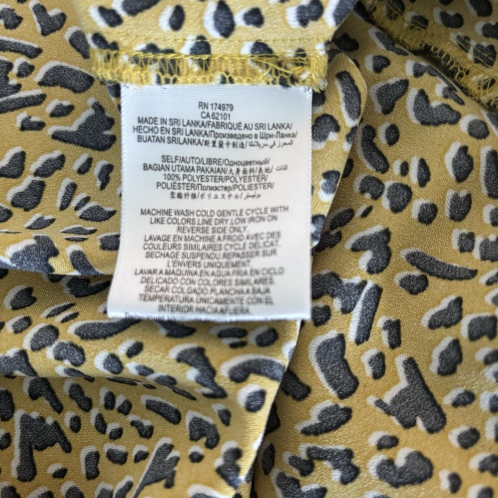 BCBGenteration | Yellow Faux Wrap Mini Dress Sz 0 Animal Print - Picture 12 of 15